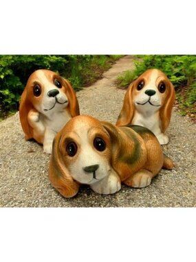 Vintage Basset Hound Puppy Dog Figurines 1407 Ceramic Beagle HOMCO Set of 3